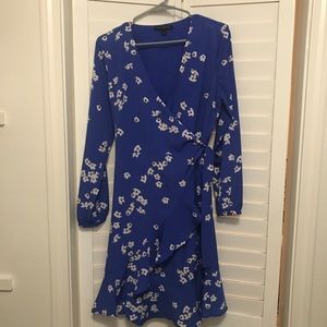 Banana Republic Blue Floral Wrap Dress